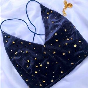 Star Blue Velvet Tank Top